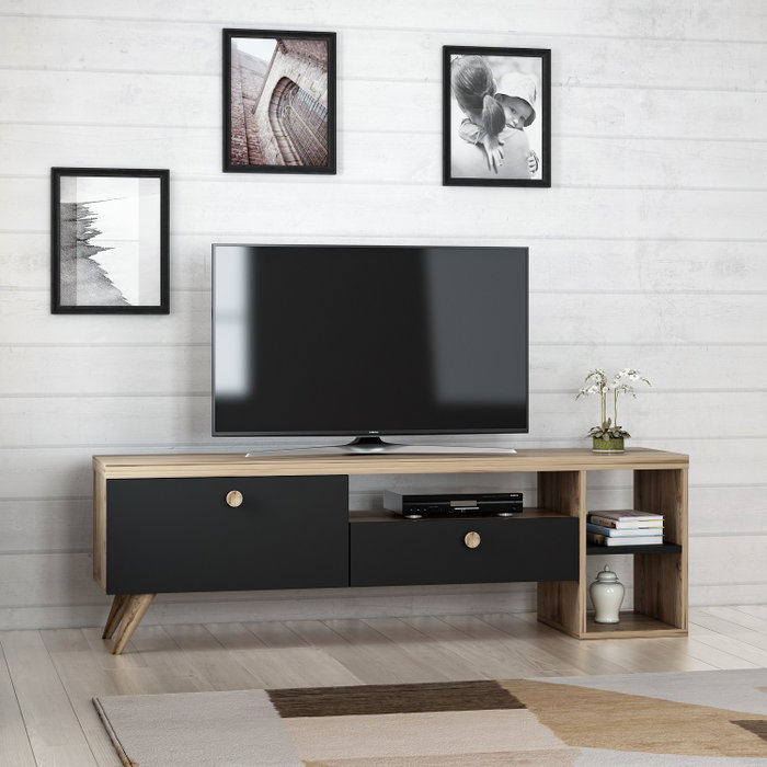 Hanah Home Parion Soporte de TV Negro y Roble